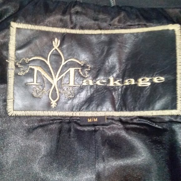 Mackage black military style jacket with leather trim EUC - Picture 8 of 12